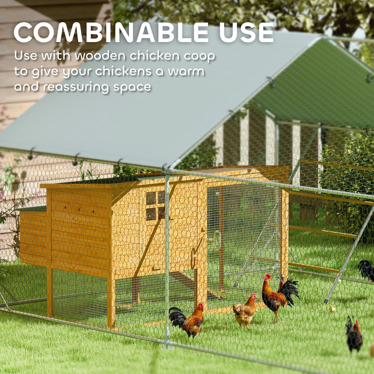 Spacious Outdoor Chicken Coop and Run with Covered Roof