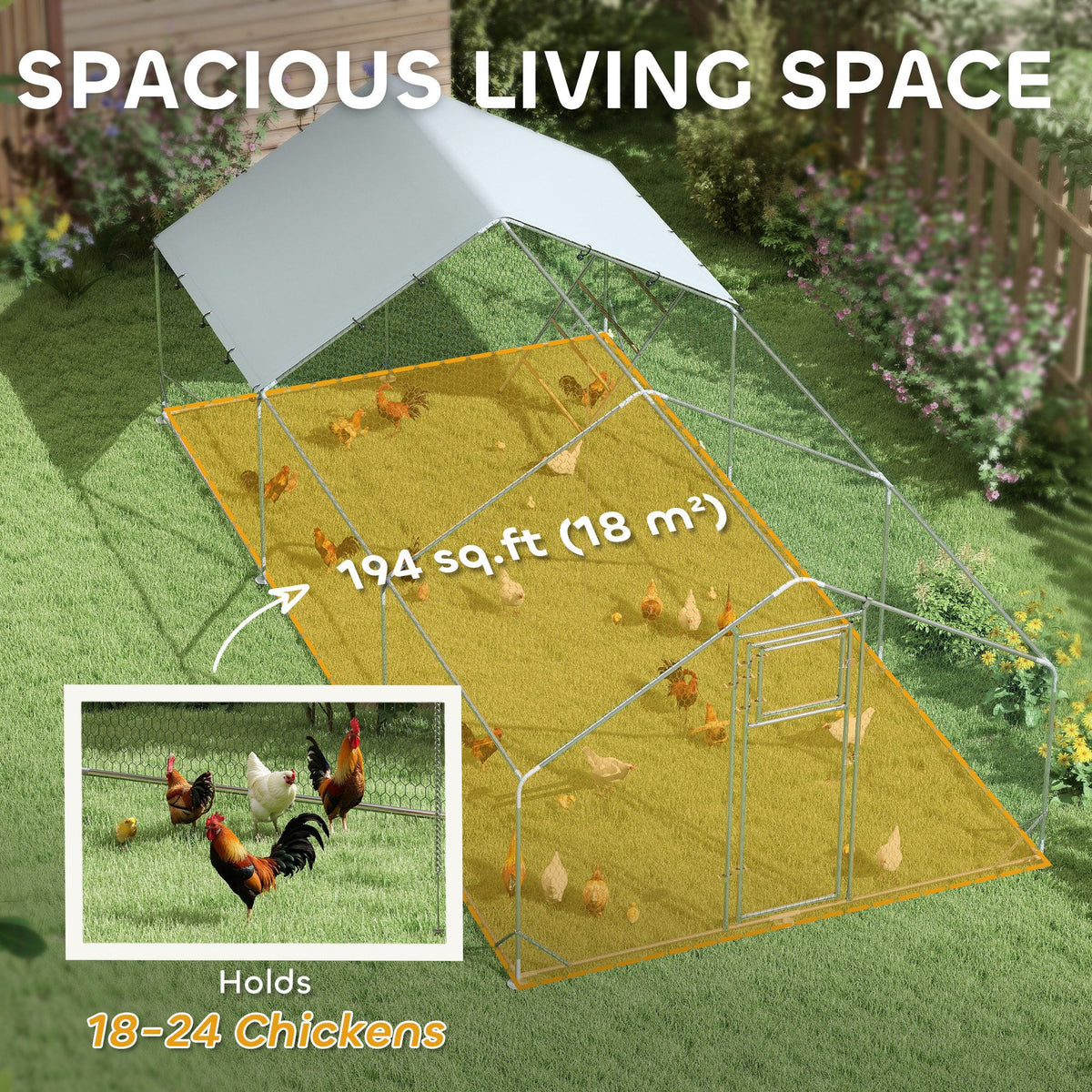 Spacious Outdoor Chicken Coop and Run with Covered Roof