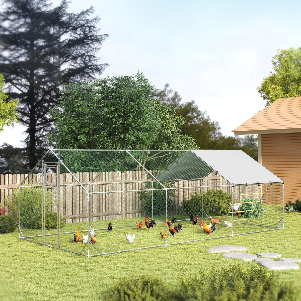 Spacious Outdoor Chicken Coop and Run with Covered Roof