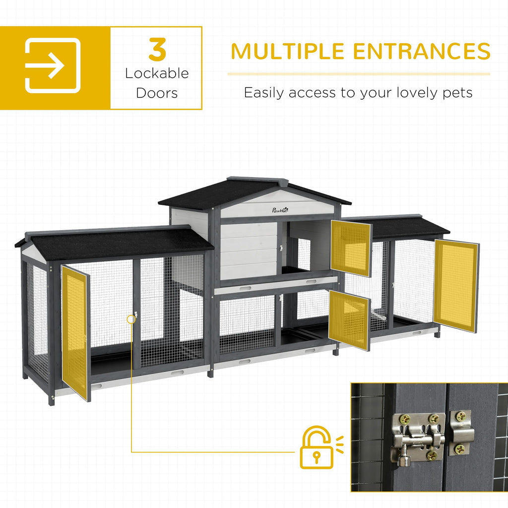 Spacious furniture-style Rabbit Hutch with Double Run Boxes for Small Pets