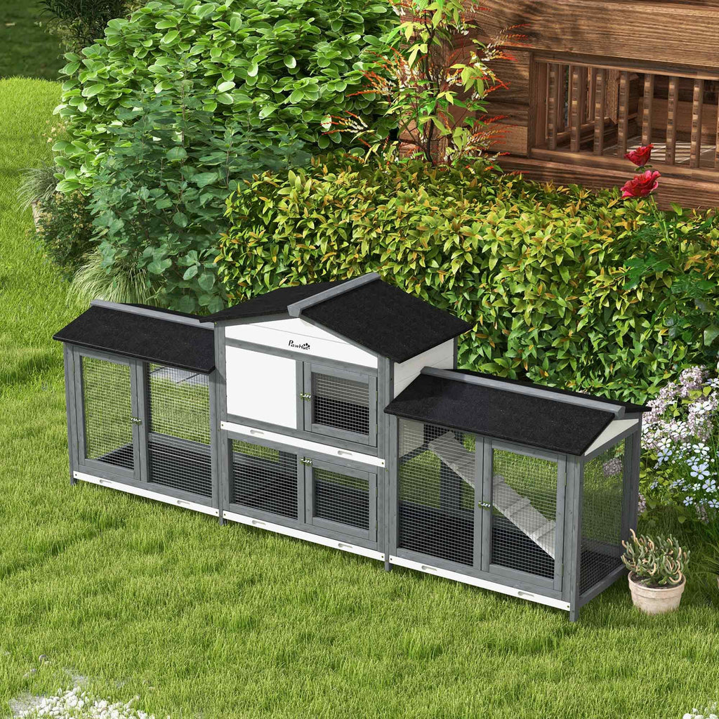 Spacious furniture-style Rabbit Hutch with Double Run Boxes for Small Pets