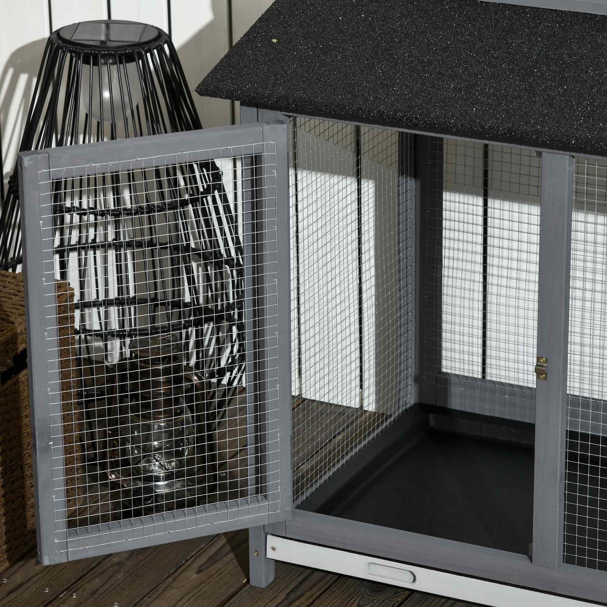 Spacious furniture-style Rabbit Hutch with Double Run Boxes for Small Pets