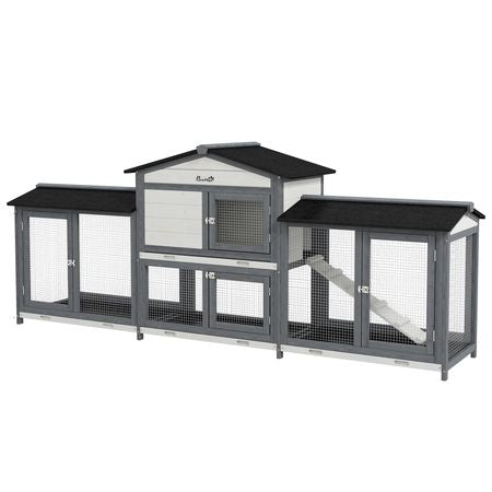 Spacious furniture-style Rabbit Hutch with Double Run Boxes for Small Pets