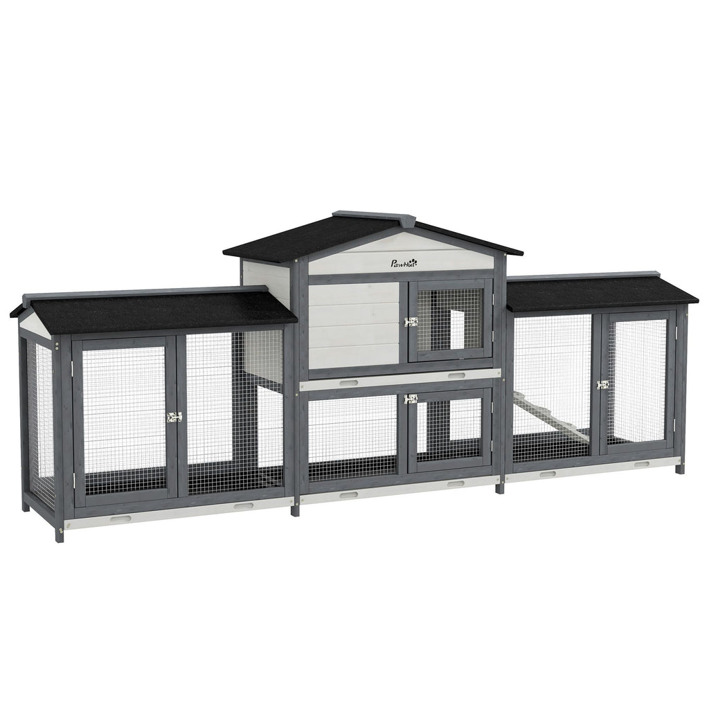 Spacious furniture-style Rabbit Hutch with Double Run Boxes for Small Pets