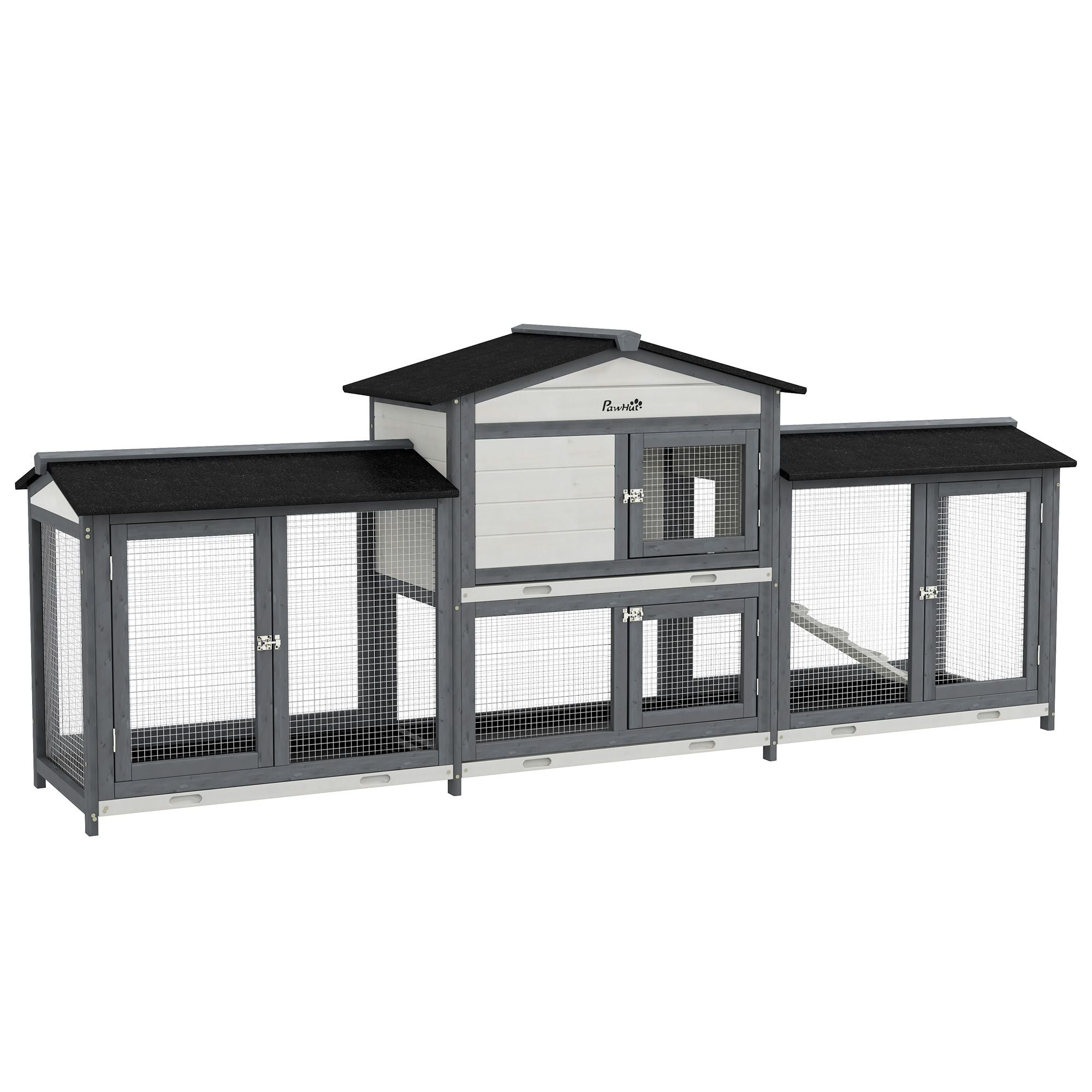 Spacious furniture-style Rabbit Hutch with Double Run Boxes for Small Pets