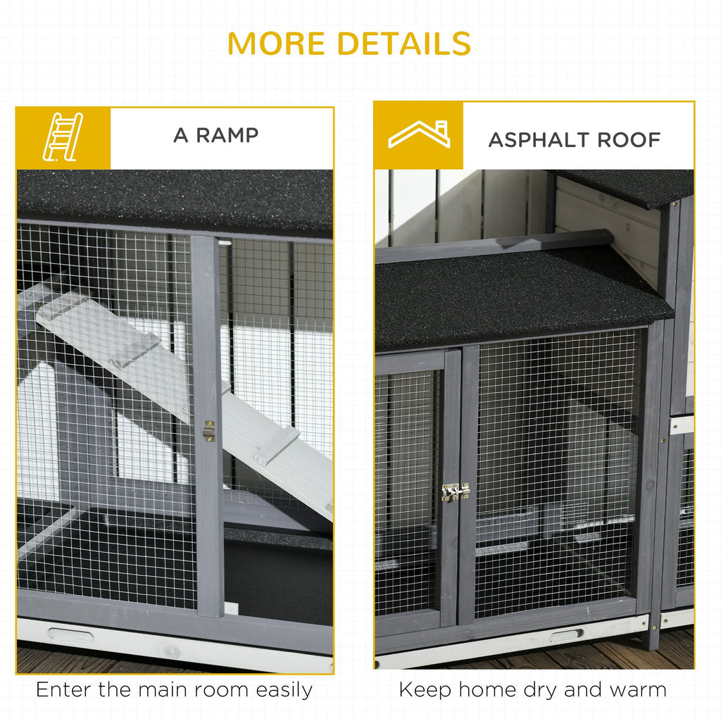 Spacious furniture-style Rabbit Hutch with Double Run Boxes for Small Pets