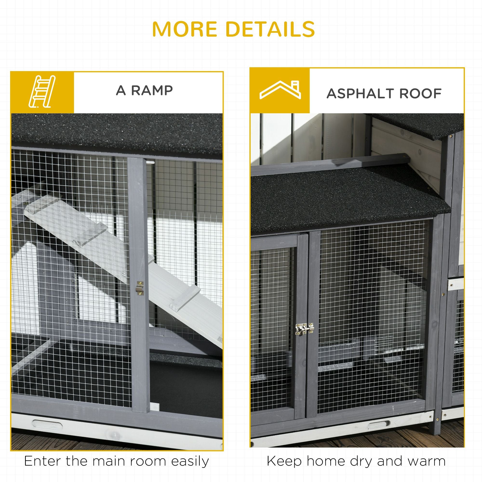 Spacious furniture-style Rabbit Hutch with Double Run Boxes for Small Pets