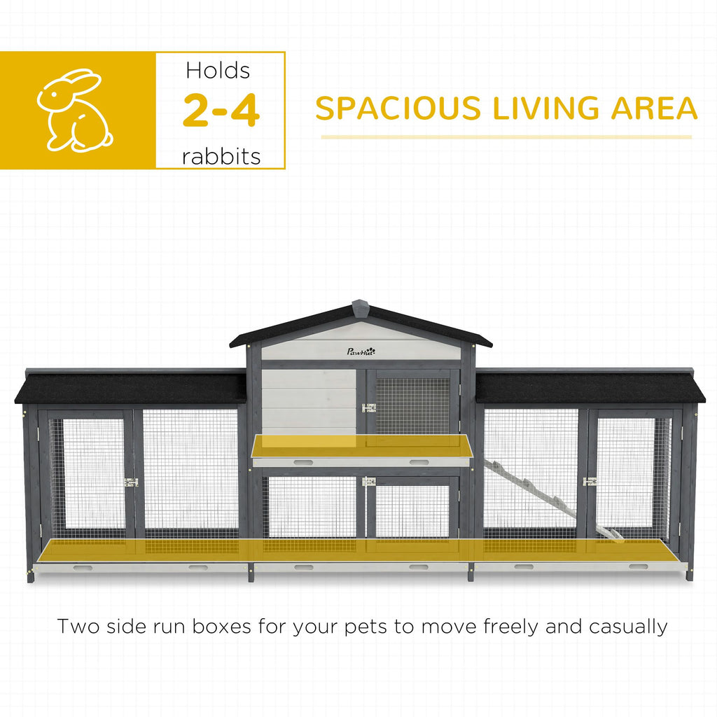 Spacious furniture-style Rabbit Hutch with Double Run Boxes for Small Pets