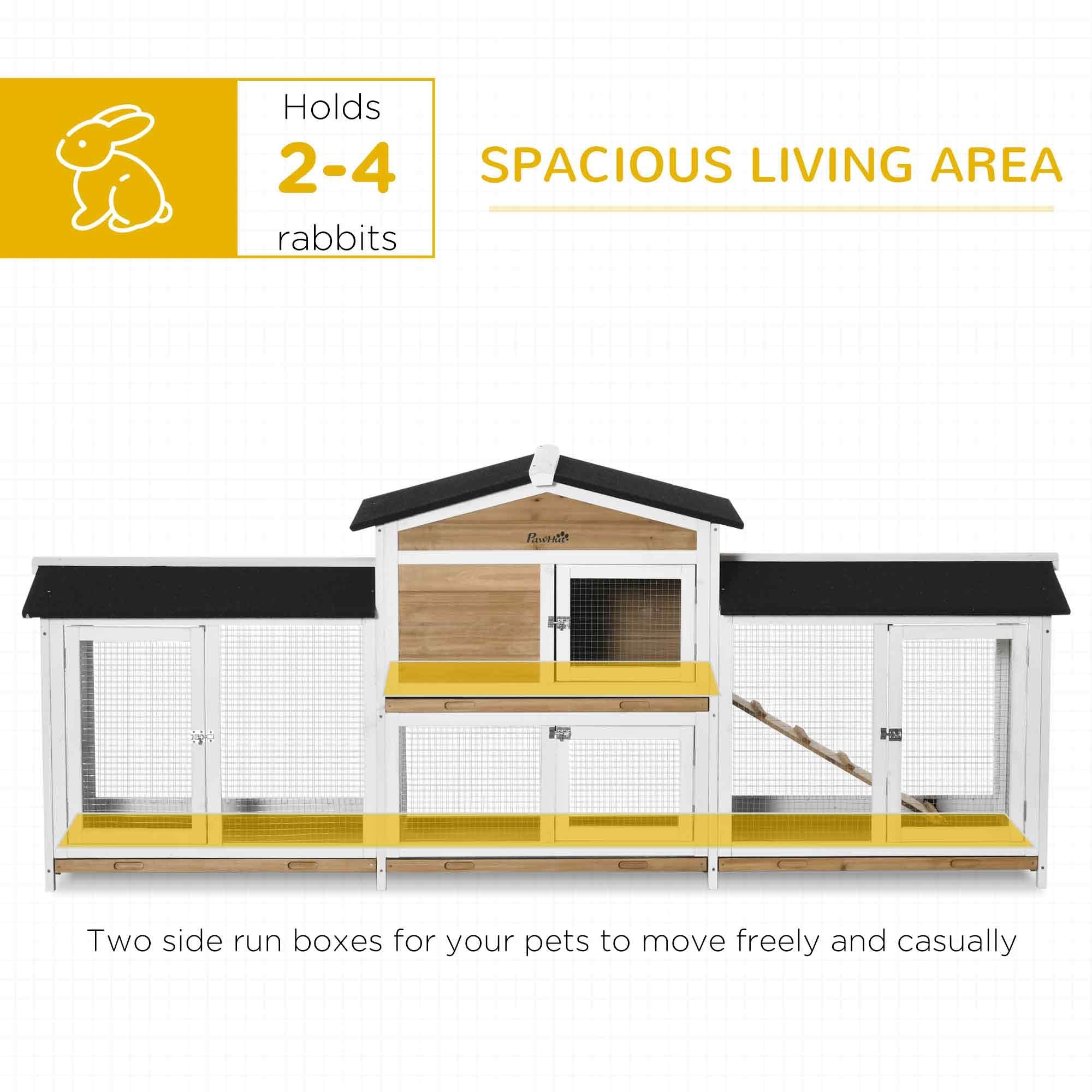 Spacious furniture-style Rabbit Hutch with Double Run Boxes for Outdoor Use