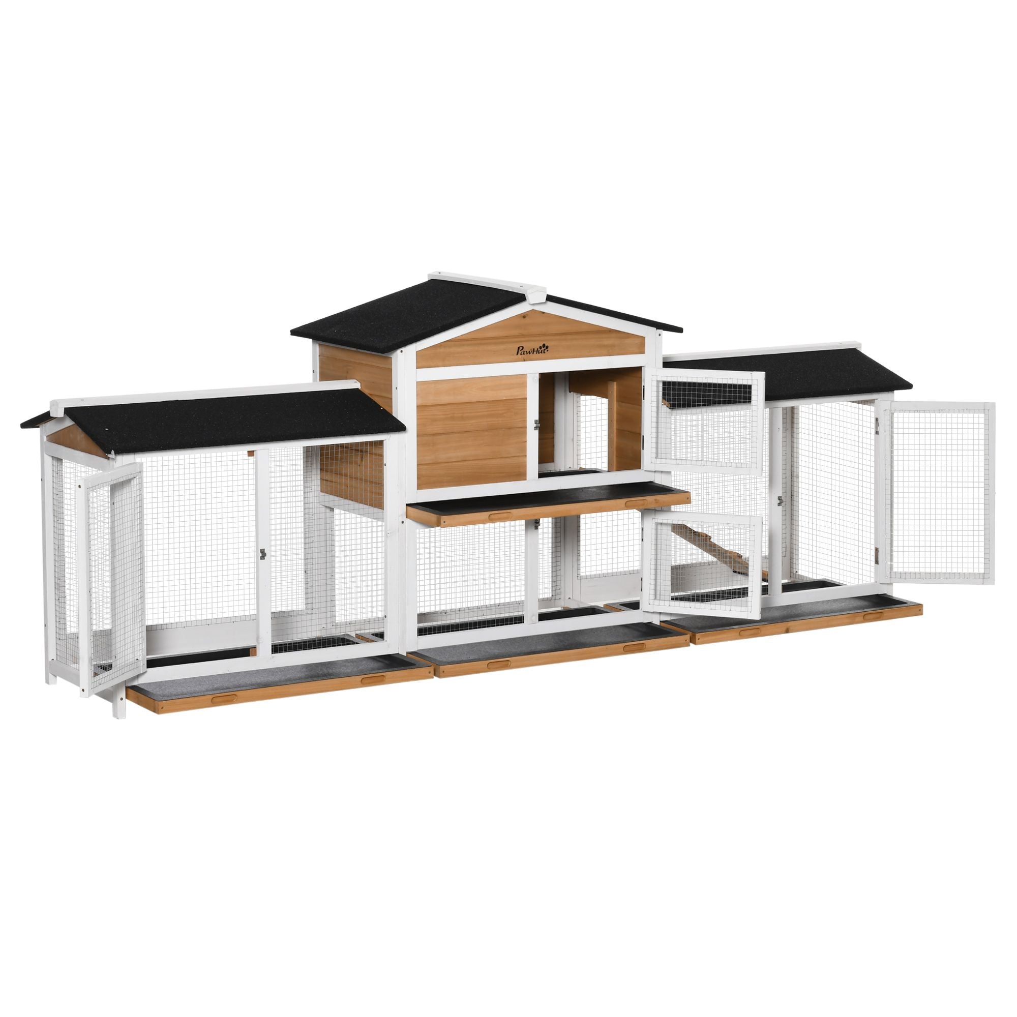 Spacious furniture-style Rabbit Hutch with Double Run Boxes for Outdoor Use