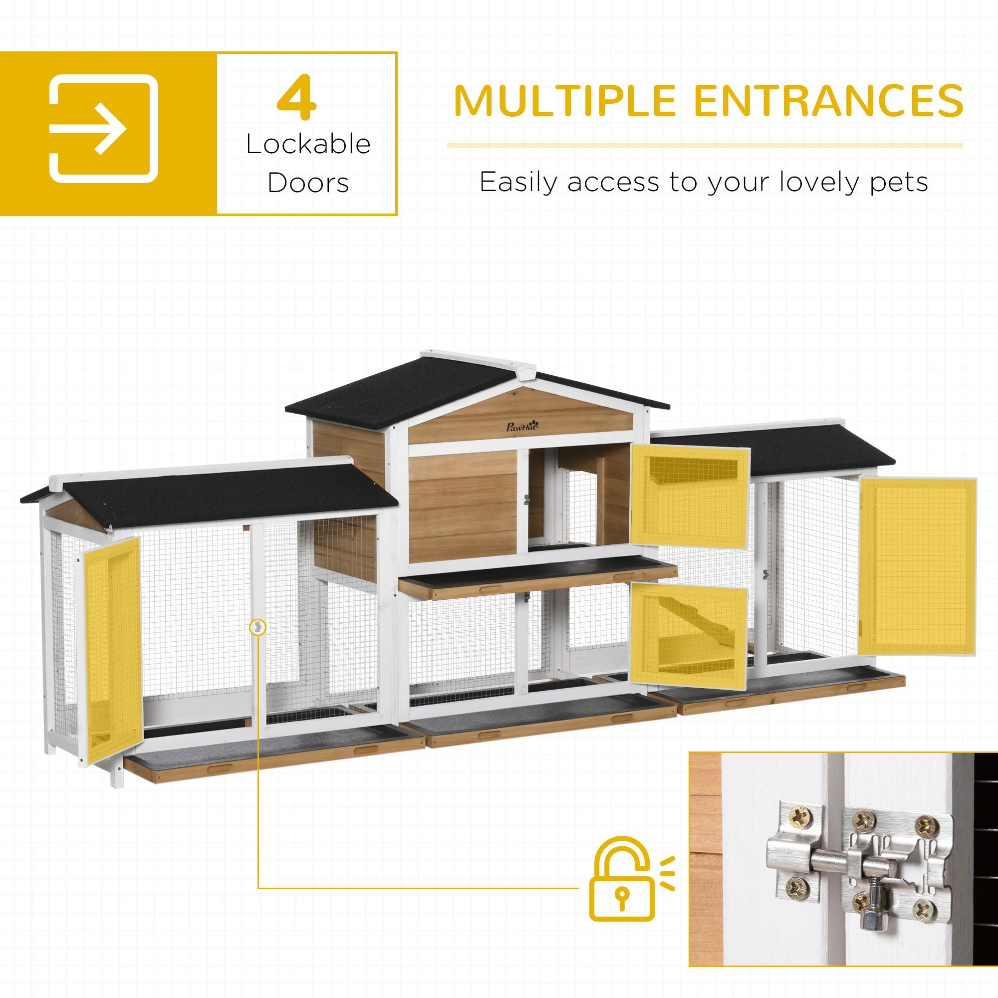 Spacious furniture-style Rabbit Hutch with Double Run Boxes for Outdoor Use