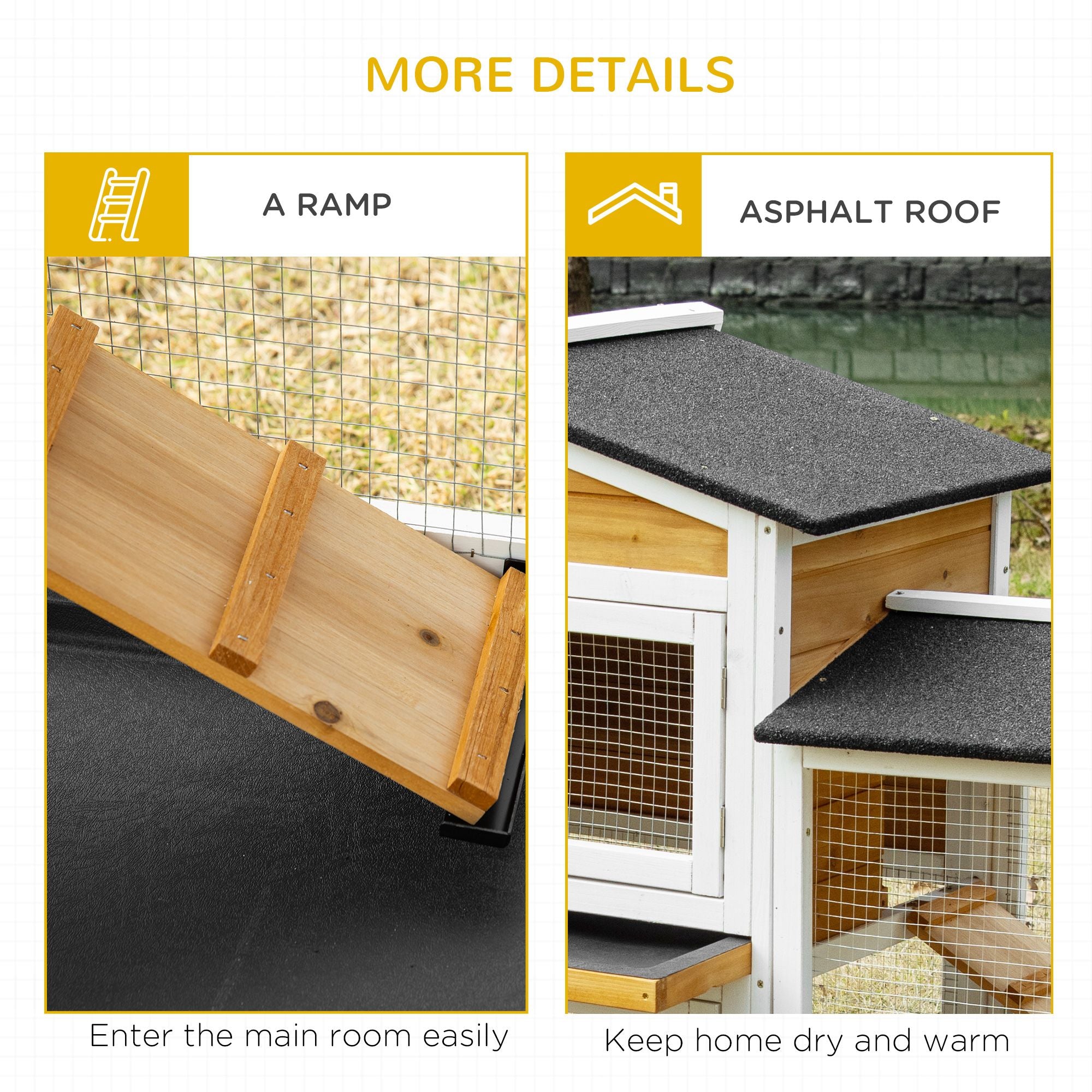 Spacious furniture-style Rabbit Hutch with Double Run Boxes for Outdoor Use