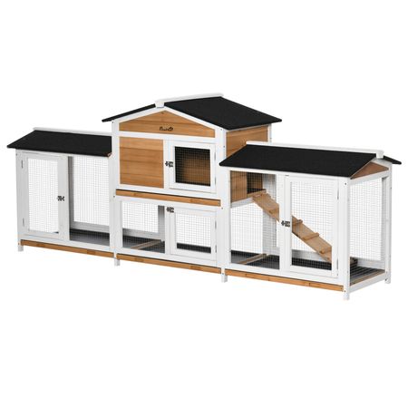 Spacious furniture-style Rabbit Hutch with Double Run Boxes for Outdoor Use