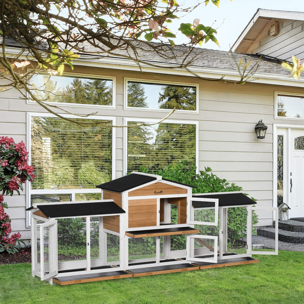 Spacious furniture-style Rabbit Hutch with Double Run Boxes for Outdoor Use