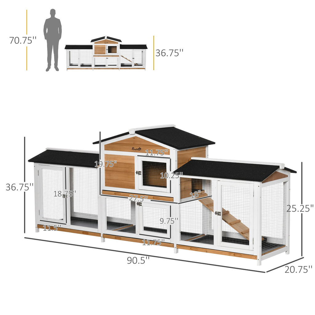 Spacious furniture-style Rabbit Hutch with Double Run Boxes for Outdoor Use