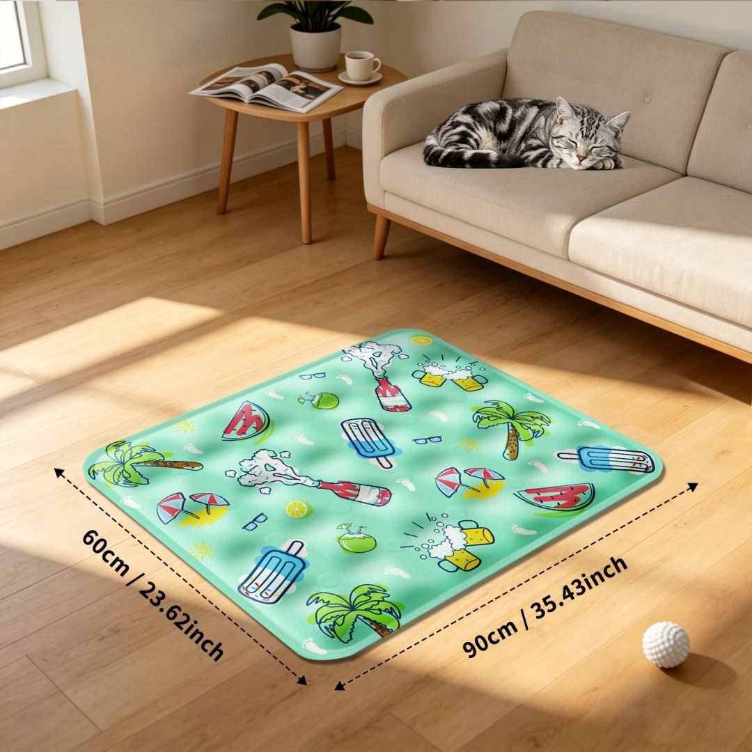 90*60 cm Dog Cooling Mat, 2026 New Summer Pet Mats, Portable Pet Cooling Pad for Travel, Washable Gel Coolings Mat for Dogs and Cats Indoor Outdoor, Reusable Chill Pad Suitable for All Pets