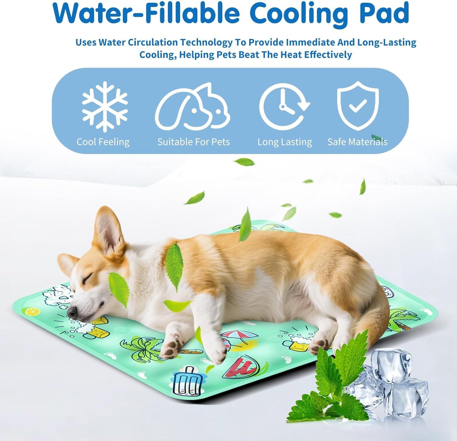 90*60 cm Dog Cooling Mat, 2026 New Summer Pet Mats, Portable Pet Cooling Pad for Travel, Washable Gel Coolings Mat for Dogs and Cats Indoor Outdoor, Reusable Chill Pad Suitable for All Pets