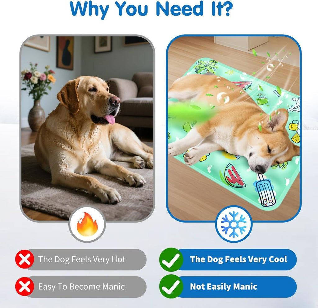 90*60 cm Dog Cooling Mat, 2026 New Summer Pet Mats, Portable Pet Cooling Pad for Travel, Washable Gel Coolings Mat for Dogs and Cats Indoor Outdoor, Reusable Chill Pad Suitable for All Pets