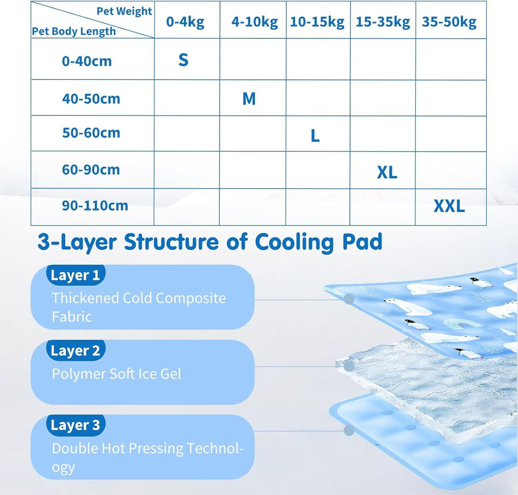 90*60 cm Dog Cooling Mat, 2026 New Summer Pet Mats, Portable Pet Cooling Pad for Travel, Washable Gel Coolings Mat for Dogs and Cats Indoor Outdoor, Reusable Chill Pad Suitable for All Pets