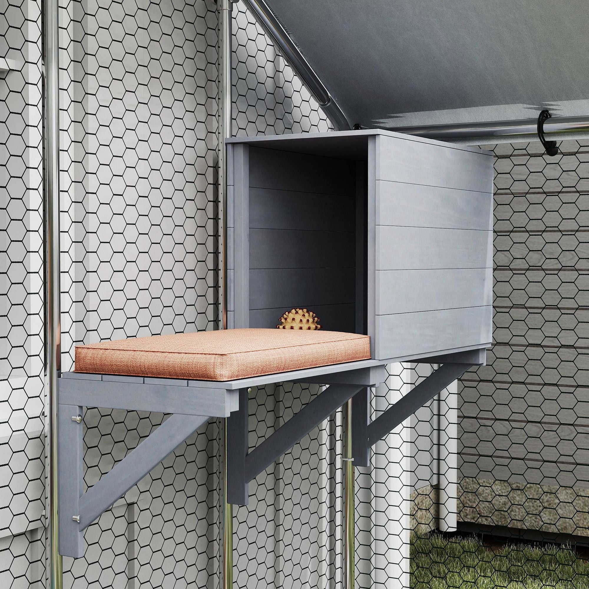 94.5" Extra Large Metal Outdoor Catio with Waterproof Cover, 2 Resting Boxes, 7 Jumping Platforms, for Multiple Cats