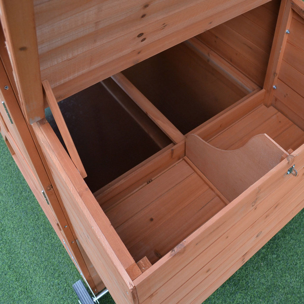 96.5" Chicken Coop Wooden Hen House Poultry Cage Pen Portable with Wheels and Nesting Box, Chicken Cage for Backyard Outdoor, Natural