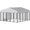 Large Outdoor Dog Kennel with Escape-Proof Design and Rotating Bowls