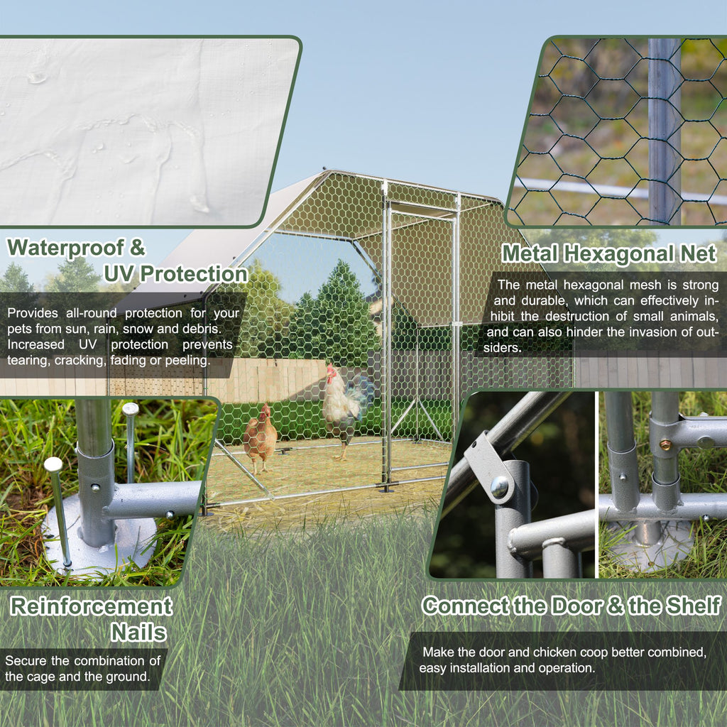 Galvanized Steel Walk-In Poultry Coop with Weatherproof Cover