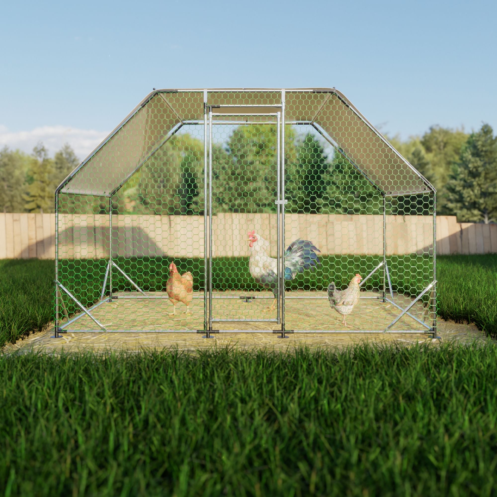 Galvanized Steel Walk-In Poultry Coop with Weatherproof Cover