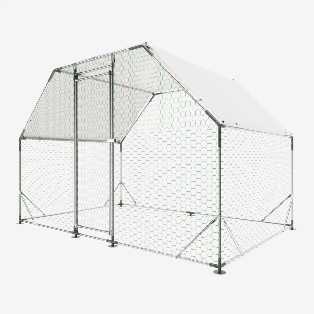 Galvanized Steel Walk-In Poultry Coop with Weatherproof Cover