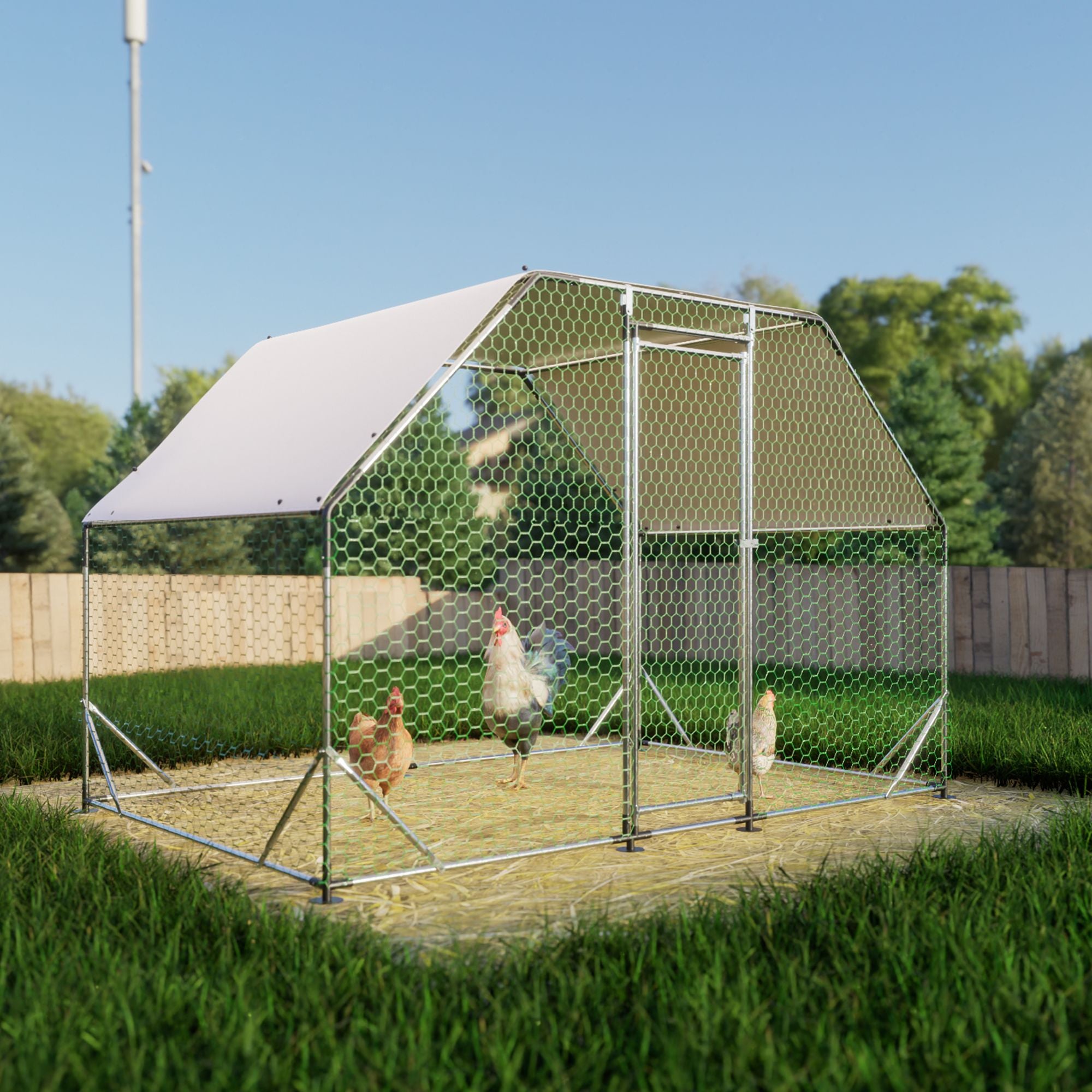 Galvanized Steel Walk-In Poultry Coop with Weatherproof Cover