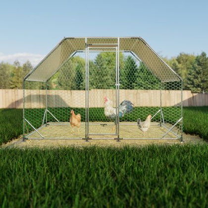 Galvanized Steel Walk-In Poultry Coop with Weatherproof Cover