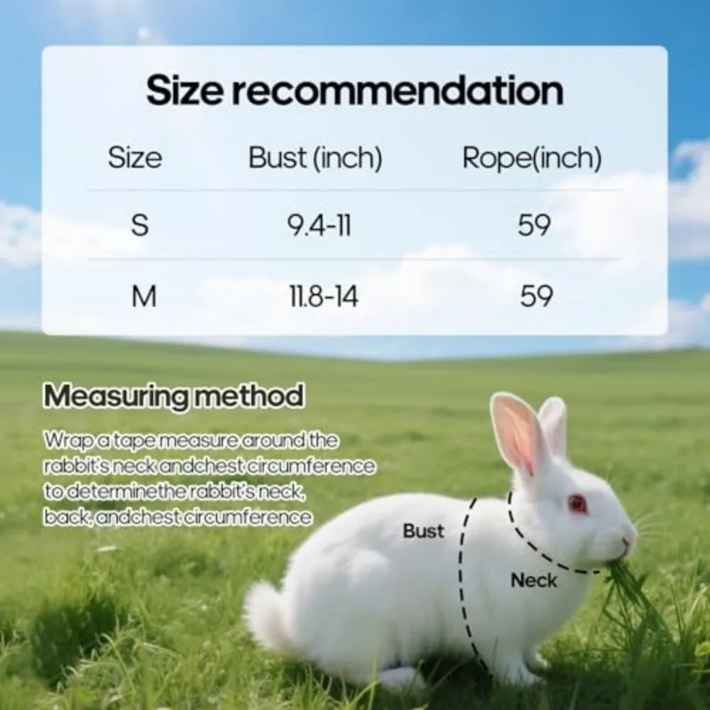 Reflective Rabbit Harness and Leash Set for Small Pet Walks