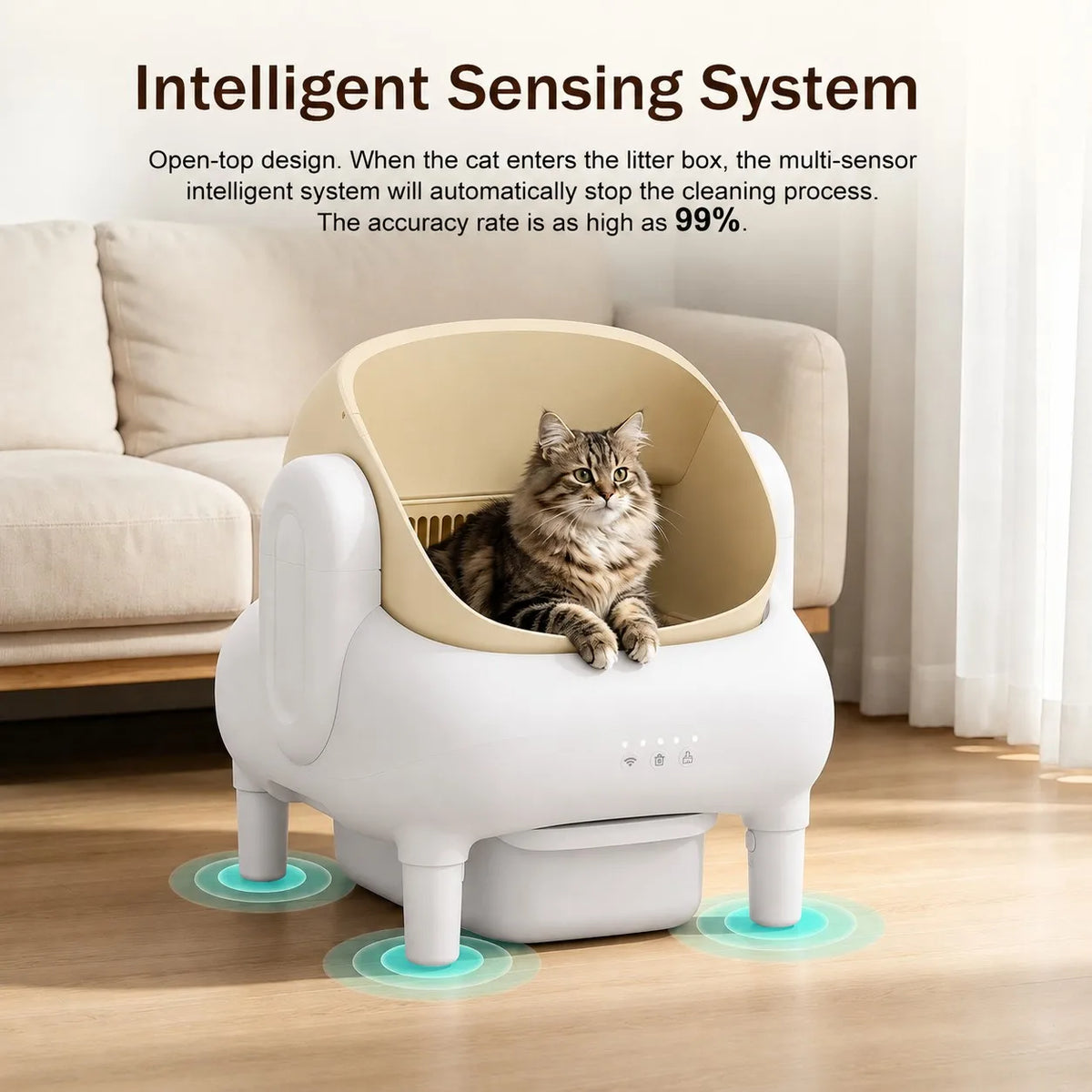 Sofa-Style Smart Self-Cleaning Cat Litter Box with WiFi App Monitoring