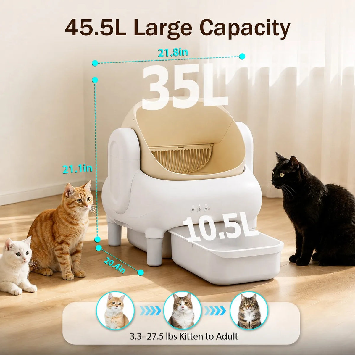 Sofa-Style Smart Self-Cleaning Cat Litter Box with WiFi App Monitoring