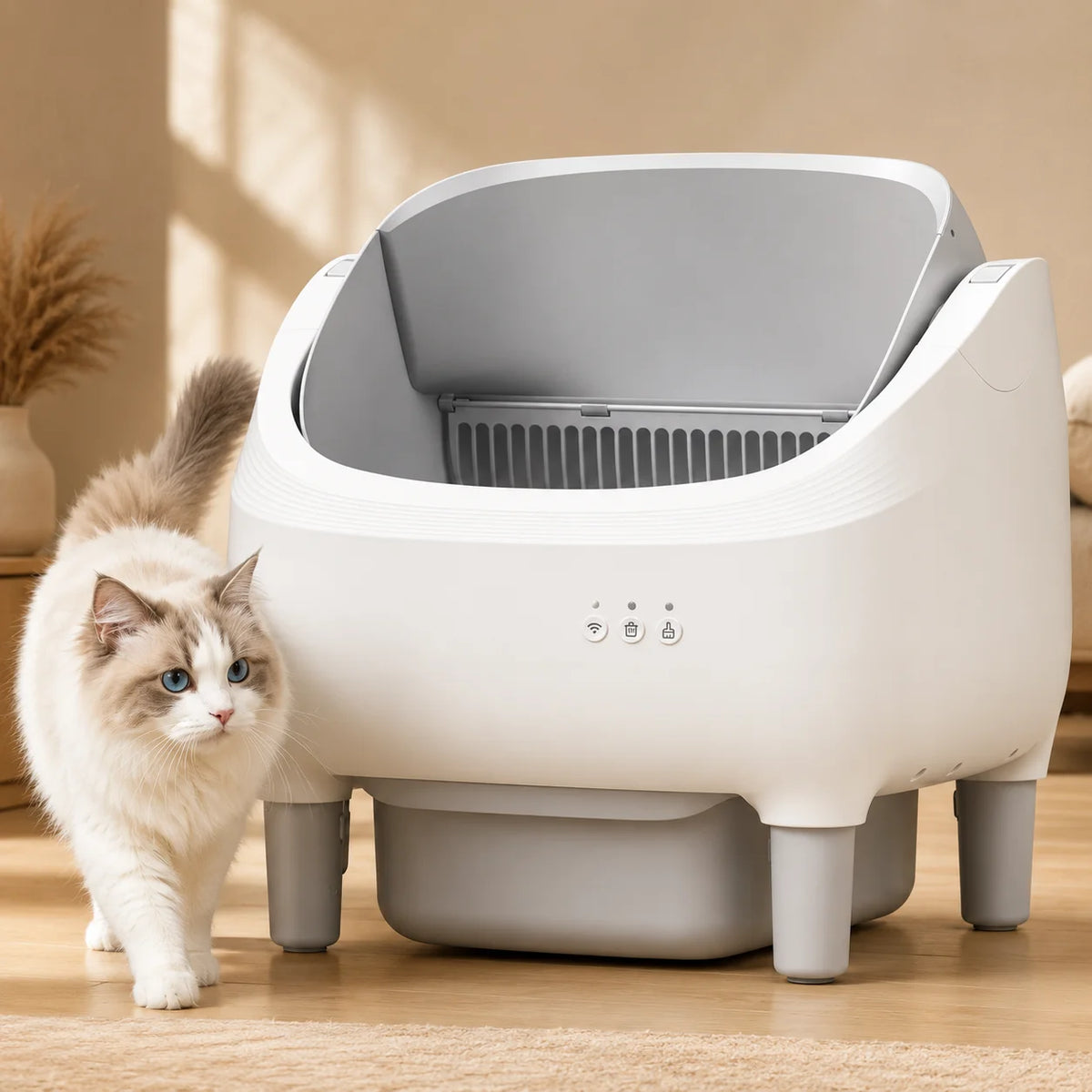 Smart Self-Cleaning Cat Litter Box with App Monitoring and Automatic Sifting
