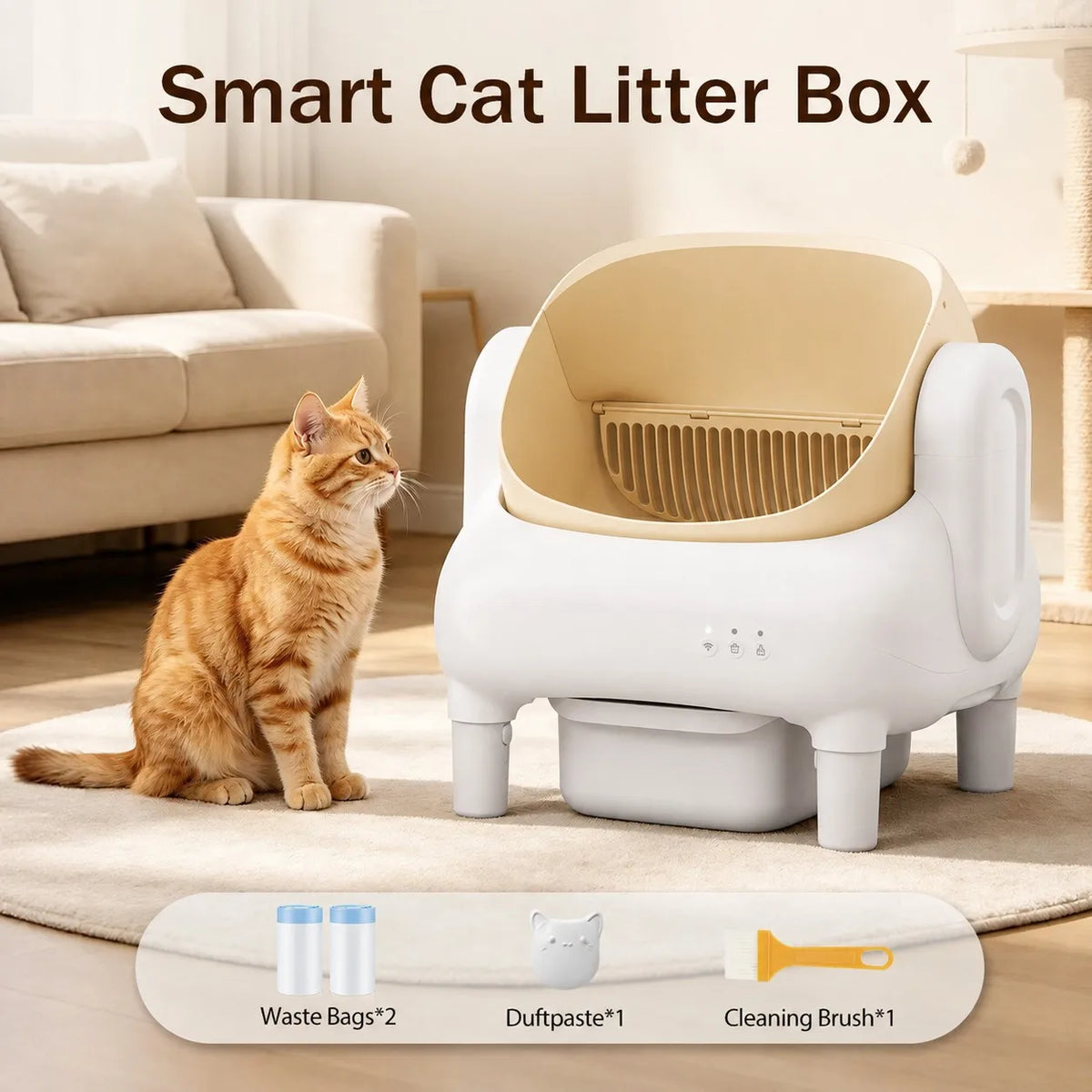 Sofa-Style Smart Self-Cleaning Cat Litter Box with WiFi App Monitoring