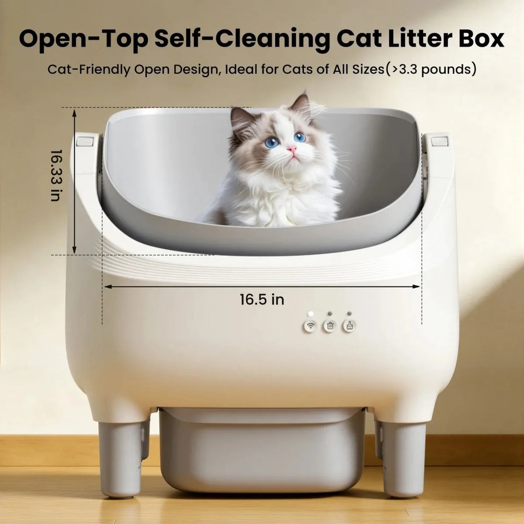 Smart Self-Cleaning Cat Litter Box with App Monitoring and Automatic Sifting