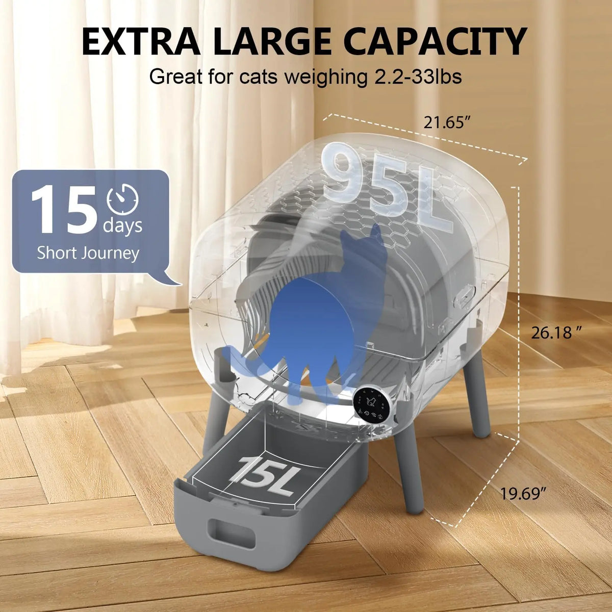 Automatic Self-Cleaning Cat Litter Box with App Monitoring and Safety Pause