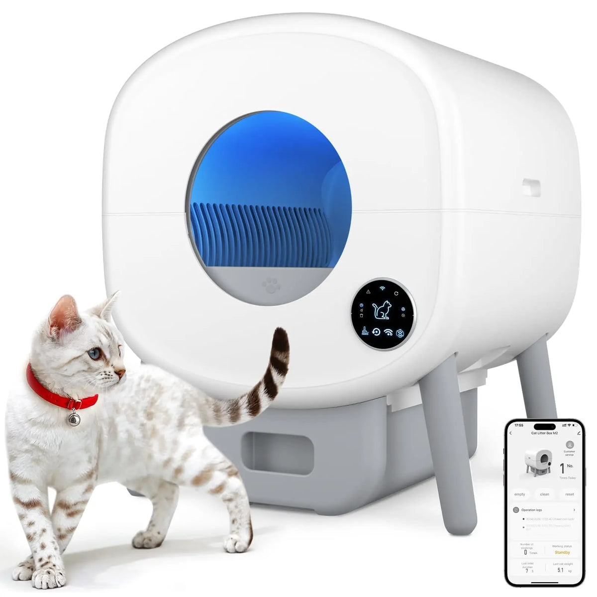Automatic Self-Cleaning Cat Litter Box with App Monitoring and Safety Pause
