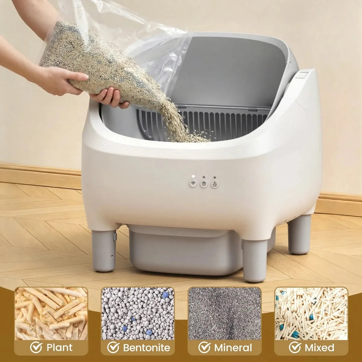 Smart Self-Cleaning Cat Litter Box with App Monitoring and Automatic Sifting