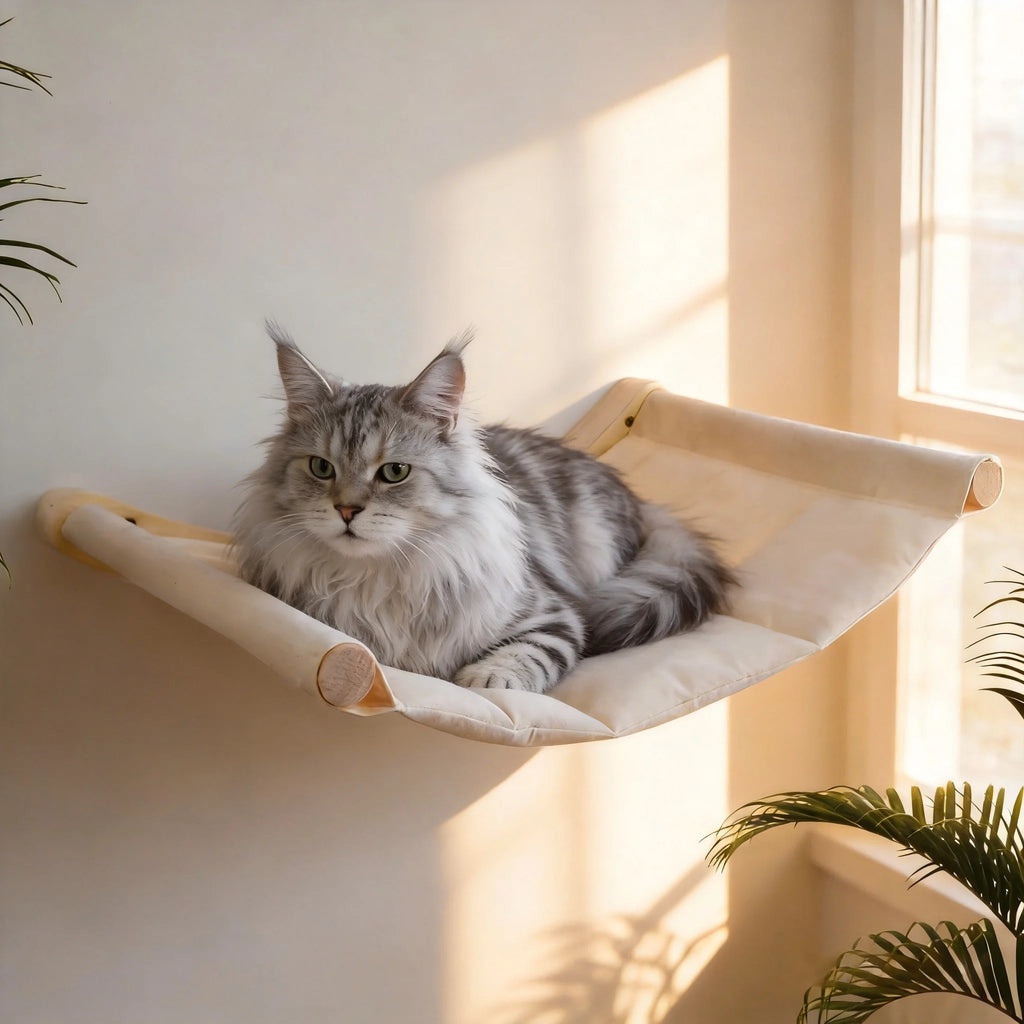 Wall-Mounted Cat Hammock and Climbing Shelf for High Perches