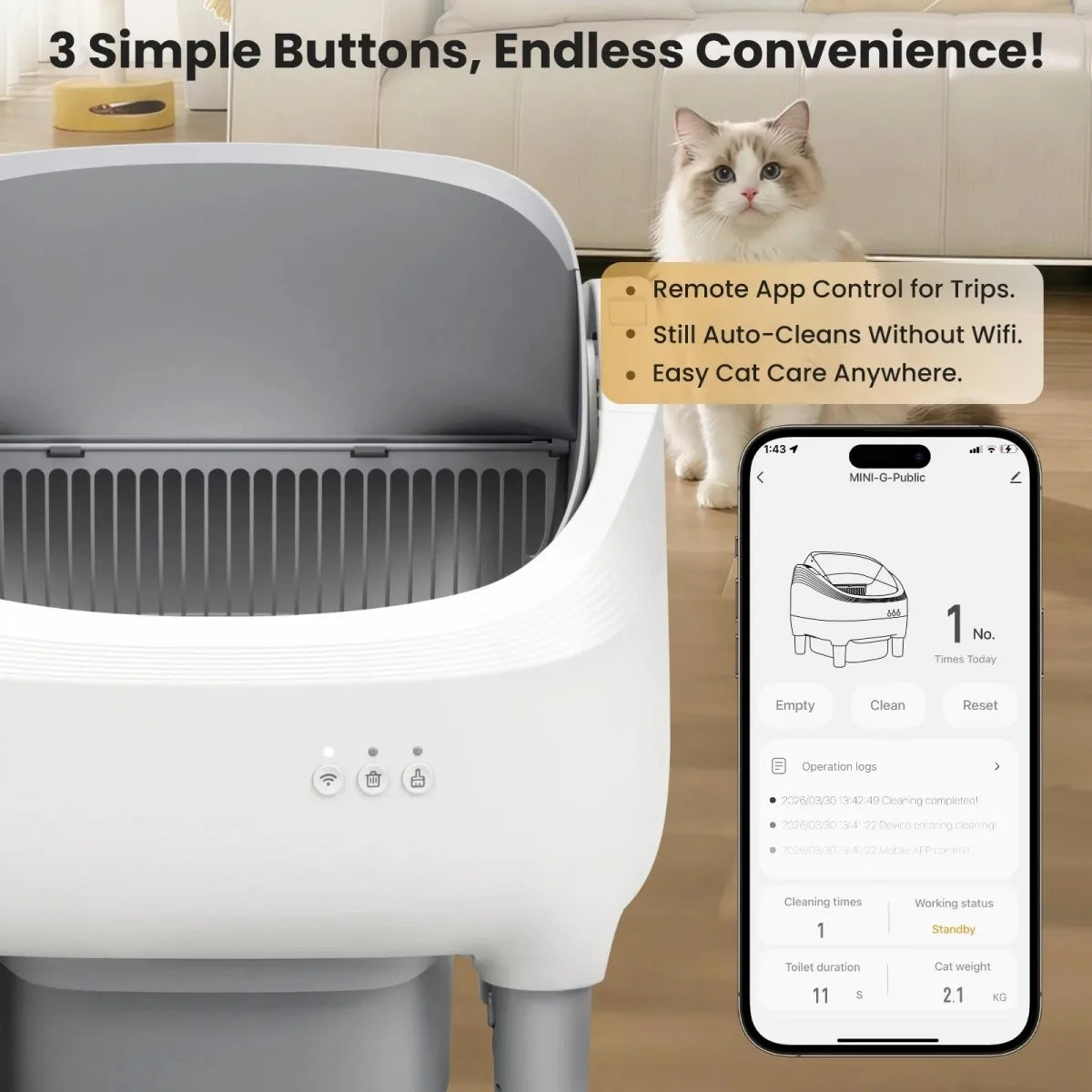 Smart Self-Cleaning Cat Litter Box with App Monitoring and Automatic Sifting