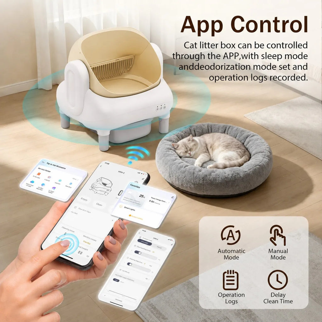 Sofa-Style Smart Self-Cleaning Cat Litter Box with WiFi App Monitoring