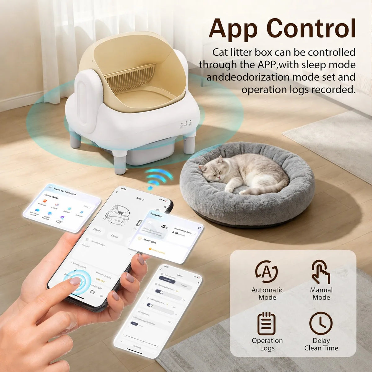Sofa-Style Smart Self-Cleaning Cat Litter Box with WiFi App Monitoring
