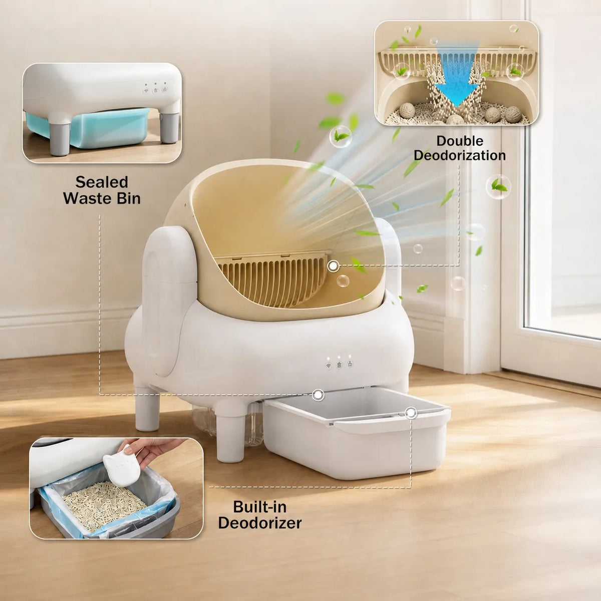 Sofa-Style Smart Self-Cleaning Cat Litter Box with WiFi App Monitoring