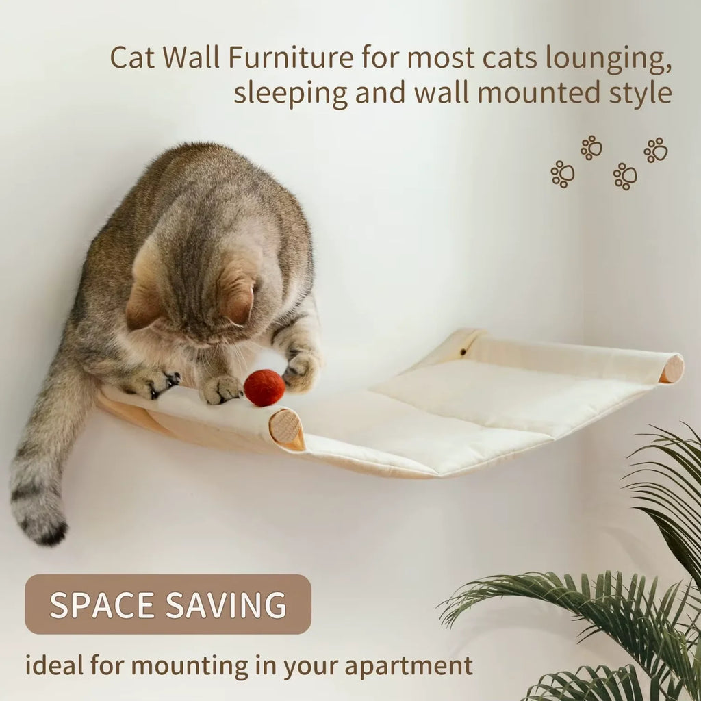 Wall-Mounted Cat Hammock and Climbing Shelf for High Perches