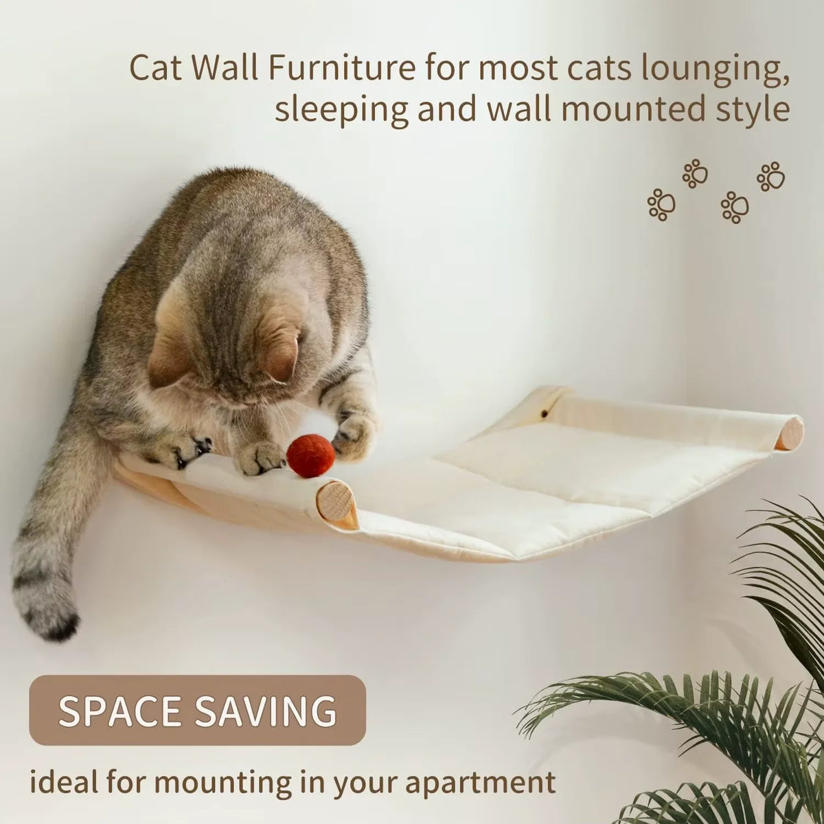 Wall-Mounted Cat Hammock and Climbing Shelf for High Perches