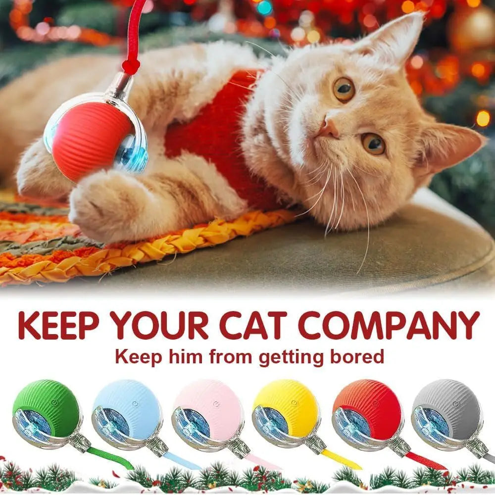 Interactive Rolling Cat Ball Toy with Automatic Obstacle Avoidance