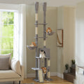 Adjustable Floor-to-Ceiling Cat Climbing Tower with Cactus Condo