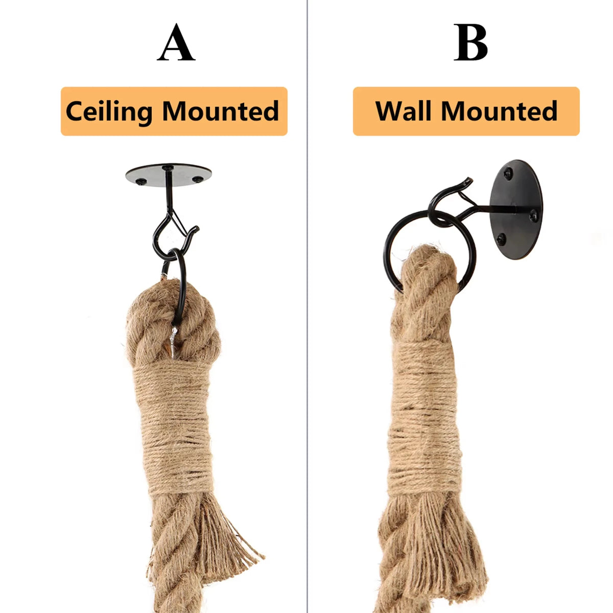 Ceiling or Wall Mounted Cat Climbing Rope for Indoor Play